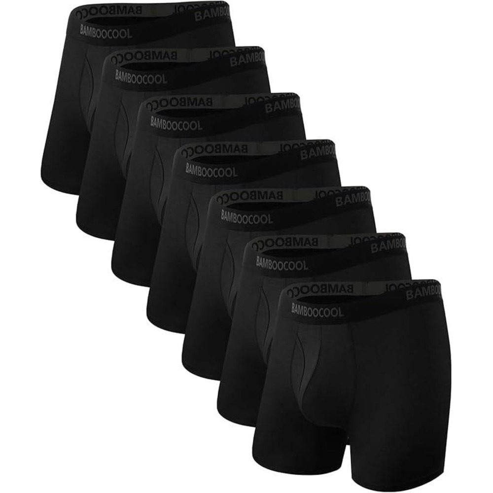 Set of 7 MSRP $56 BAMBOO COOL Men's XL Black Underwear Breathable Boxer Briefs